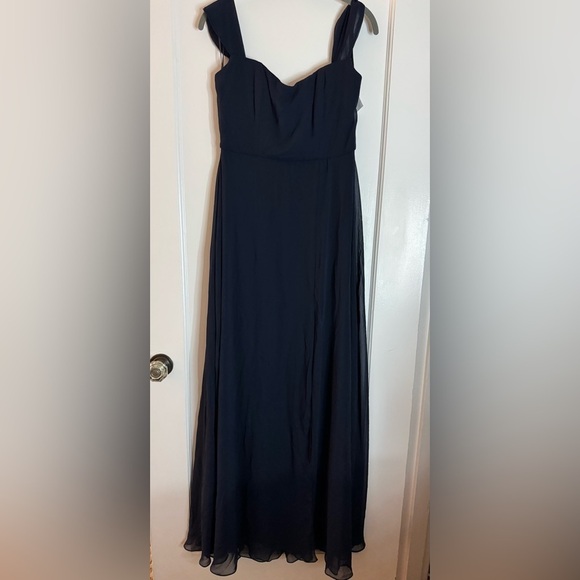 After Six Dresses & Skirts - Navy Blue Maxi Dress with Slit